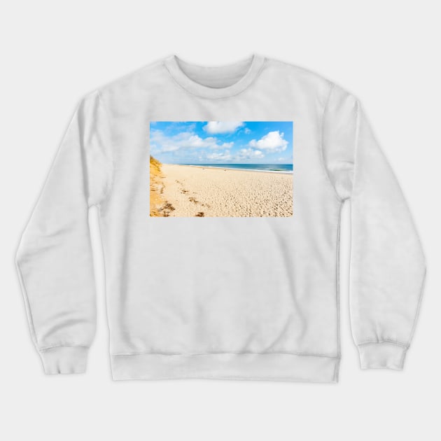 Nauset Beach,  Seashore along beach with view to horizon. Cape Cod, USA.  imagine this on a  card or gracing your room as wall art fine art canvas or framed print on your wall Crewneck Sweatshirt by brians101